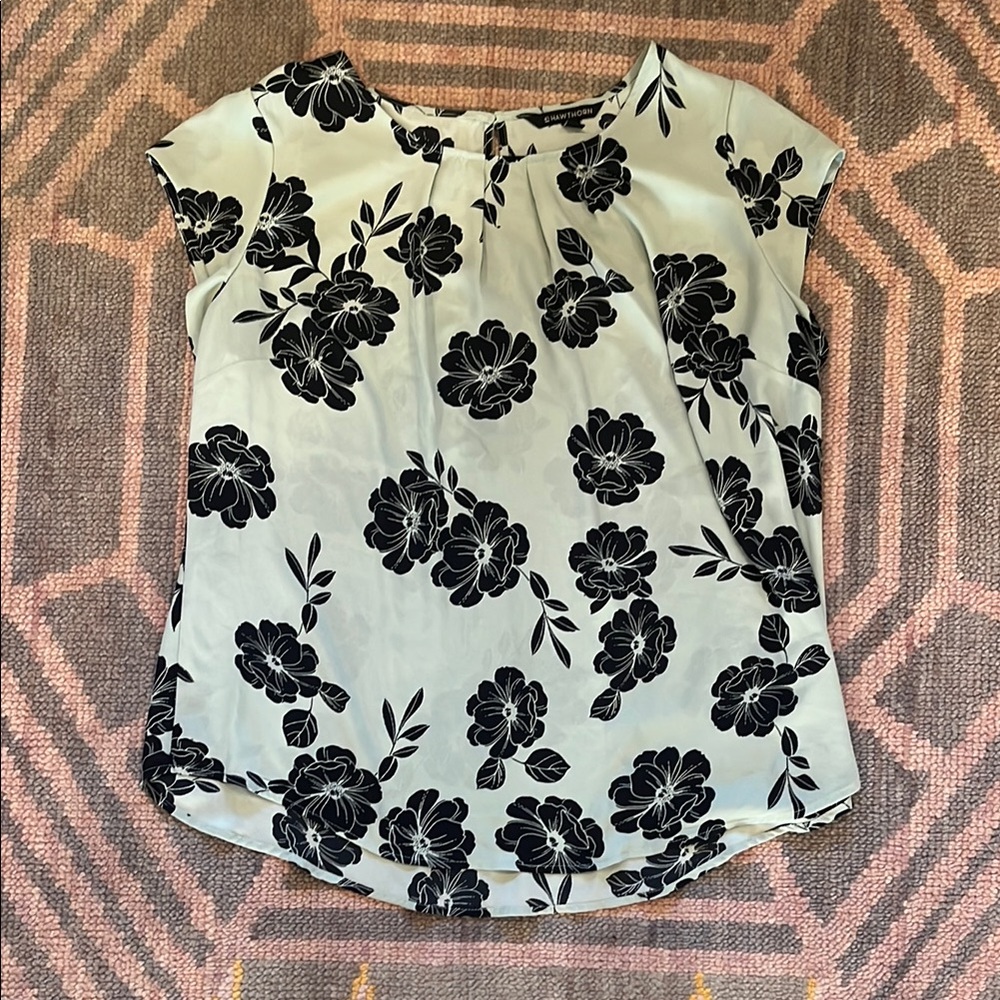 41 hawthorn Floral mint Women's blouse - 1x